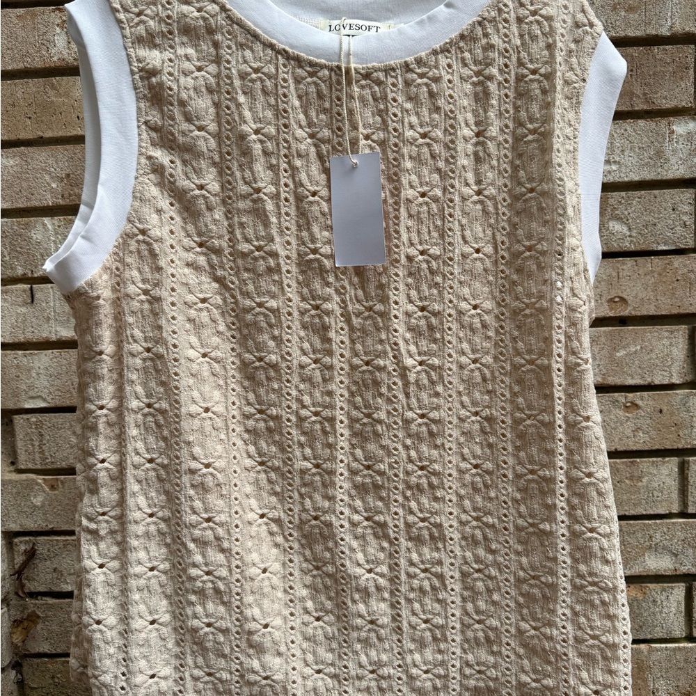 Cream eyelit / Cable-Knit Sleeveless Top